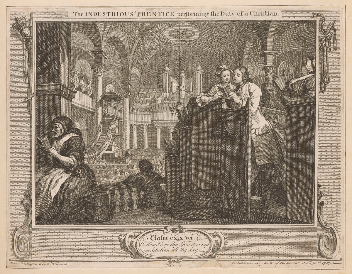 William Hogarth, Industry and Idleness, plate 2