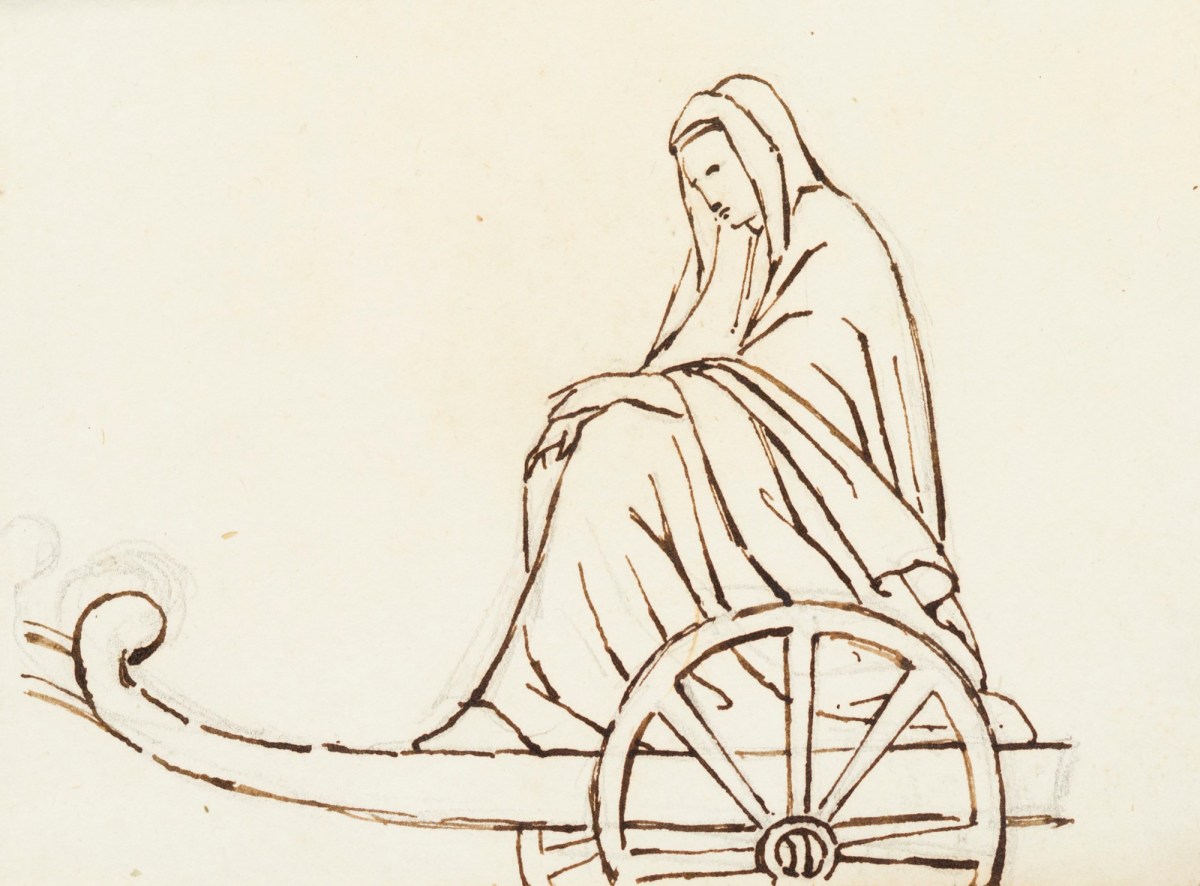 Richard Westmacott the Younger RA, Sketch of a seated figure on a carriage