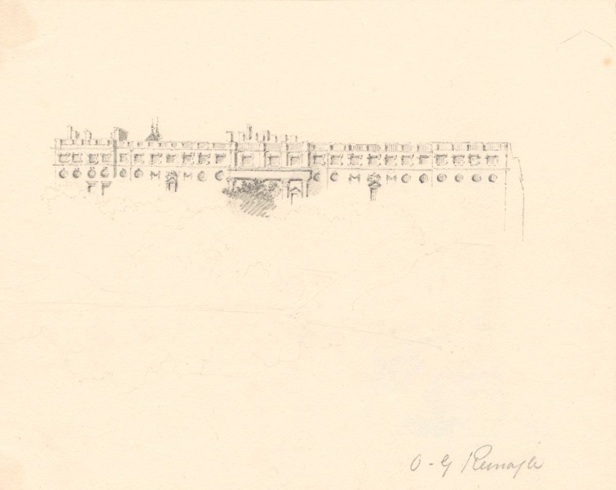 Oriana Georgiana Reinagle, Upper part of the facade of a large building