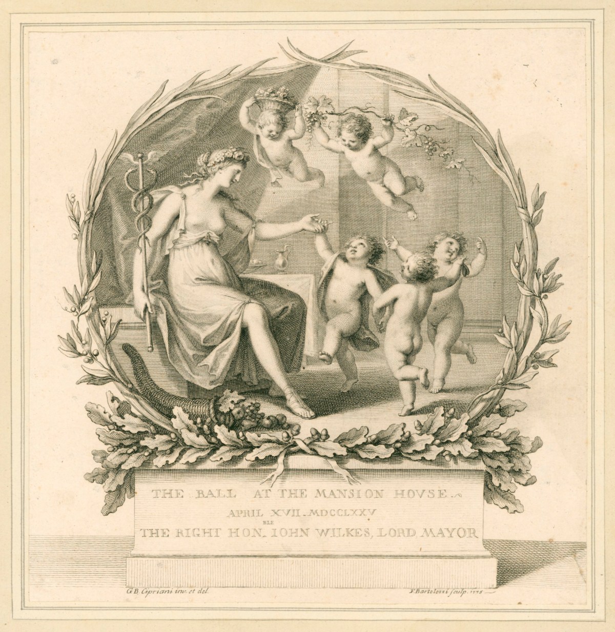 Francesco Bartolozzi RA, Ticket for a Ball at Mansion House, 17 April 1775