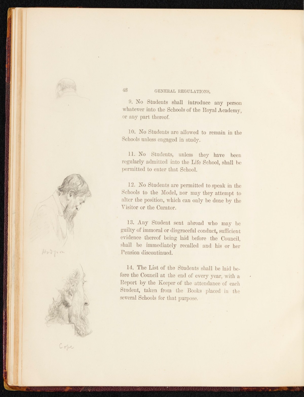 Sir Lawrence Alma-Tadema RA, A copy of the RA Laws as relating to the Schools, annotated and with sketches by Alma-Tadema