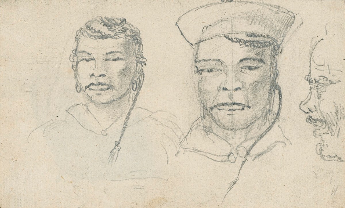 Sir Edwin Landseer RA, Sheet of drawings of male heads