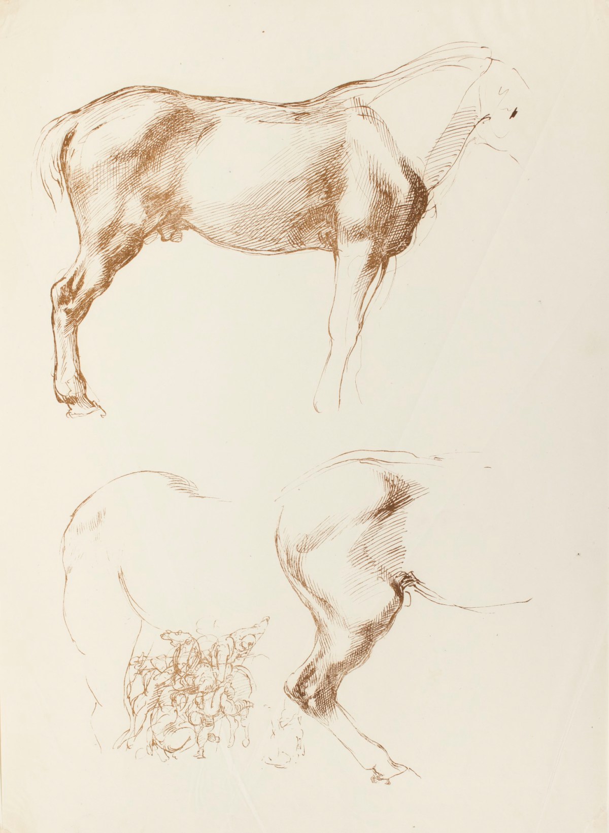 Michelangelo Buonarroti, 'Horses, and a small study for the fighting for the standard' attributed to Michelangelo Buonarroti
