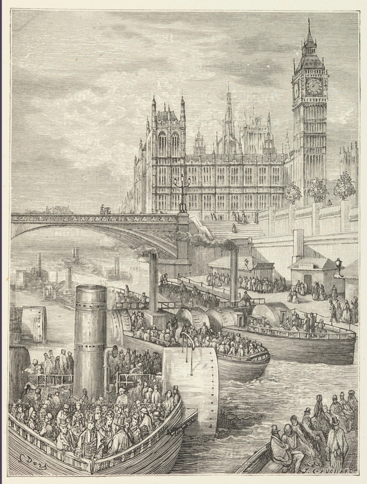 Gustave Doré, Westminster Stairs - Steamers Leaving