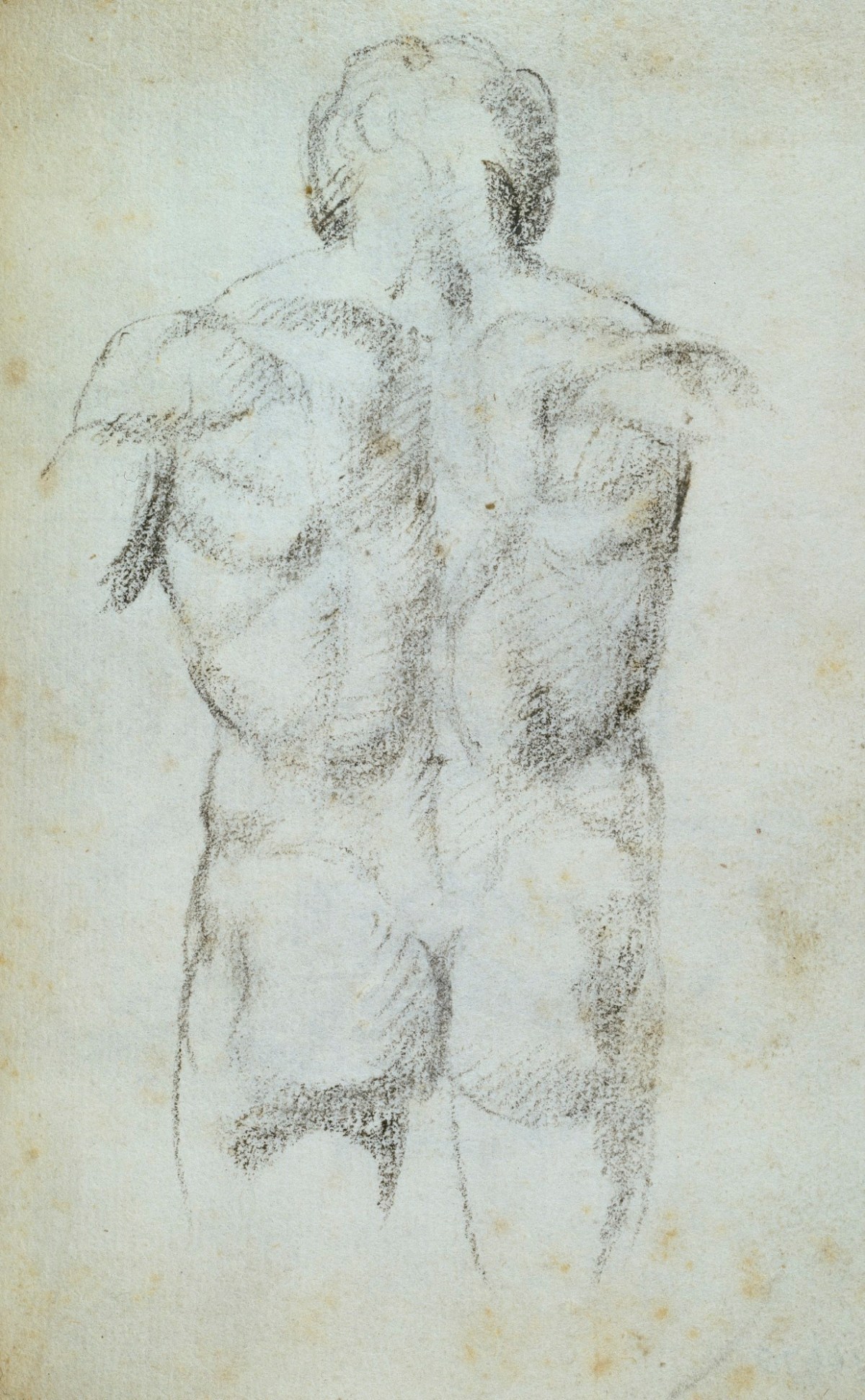Benjamin West PRA, Leaf from a sketchbook with a drawing of a male nude viewed from the back