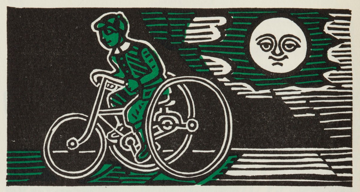 Edward Bawden RA, Johnny Dunlop testing pneumatic tyres