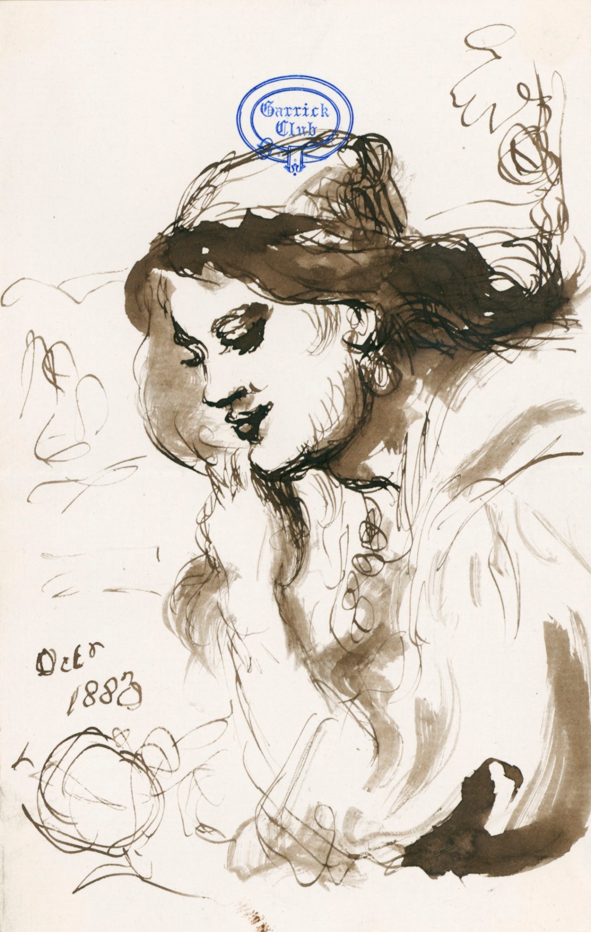 Sir John Gilbert RA, Head and shoulders of a young woman, for 'Don Quixote's Niece and Housekeeper'