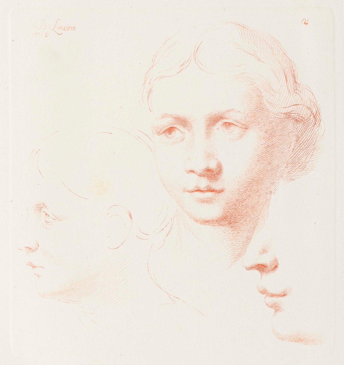 Bernardino Luini, Three sketches of a female head