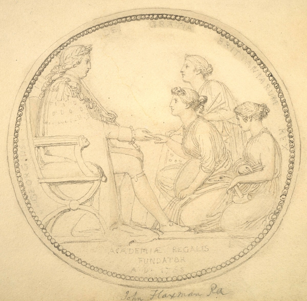 John Flaxman RA, Design for the obverse of a commemorative medal for the Royal Academy of Arts