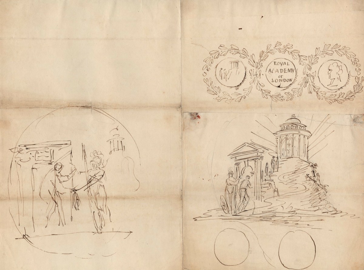 Unknown artist, Sketched design for the headpiece of the Royal Academy diploma