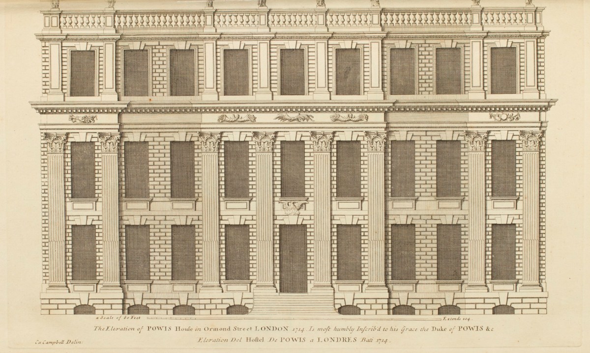 Colen Campbell, The elevation of Powis House in Ormond Street London