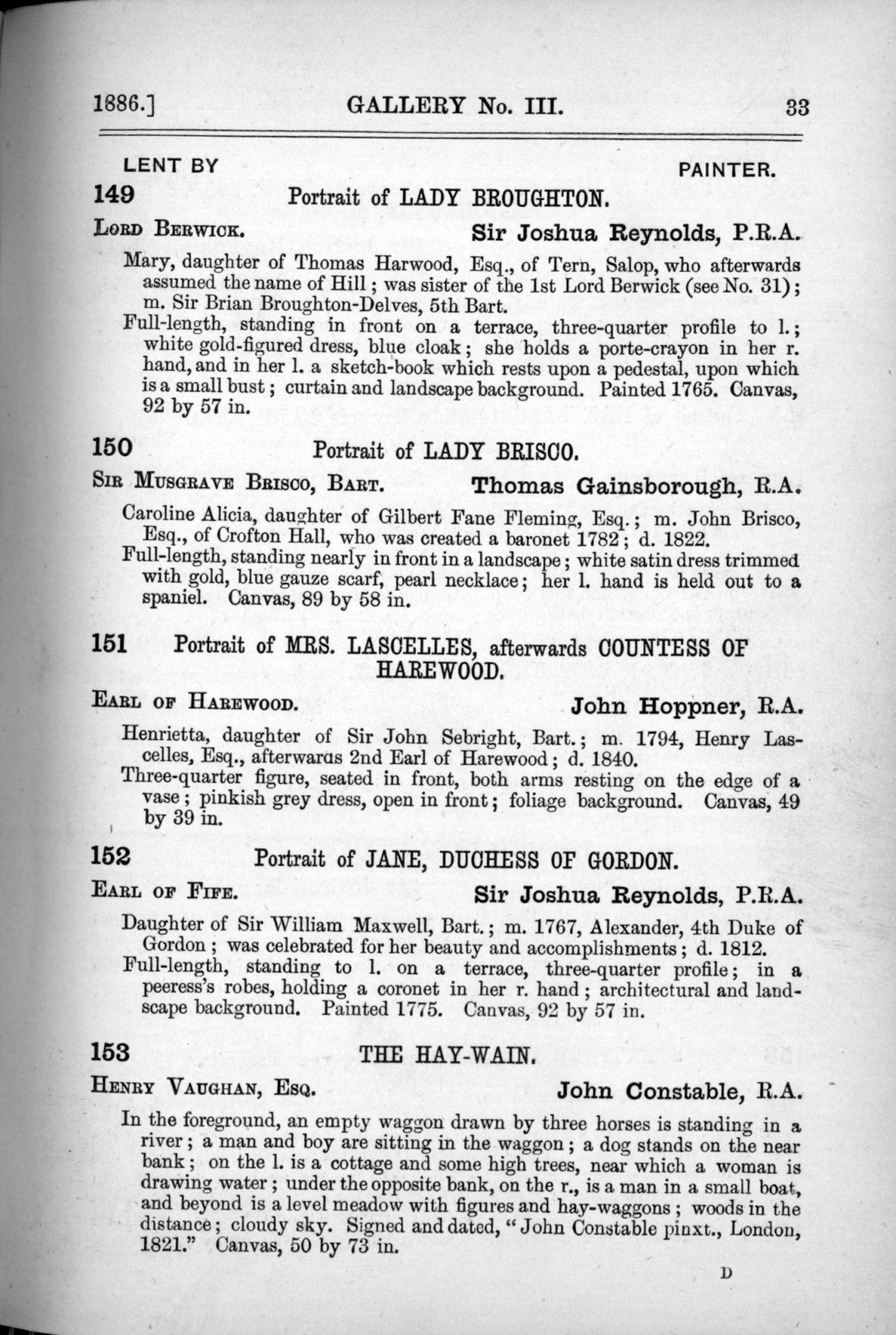Page 33 of 1886 - Old Masters, deceased masters of the British School, Joseph Wright of Derby ARA and J.M.W. Turner RA