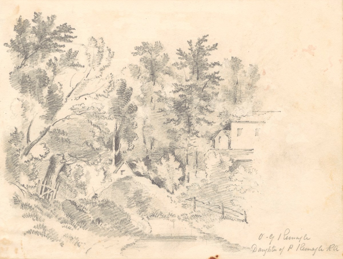 Oriana Georgiana Reinagle, A wooded landscape with a house on the right