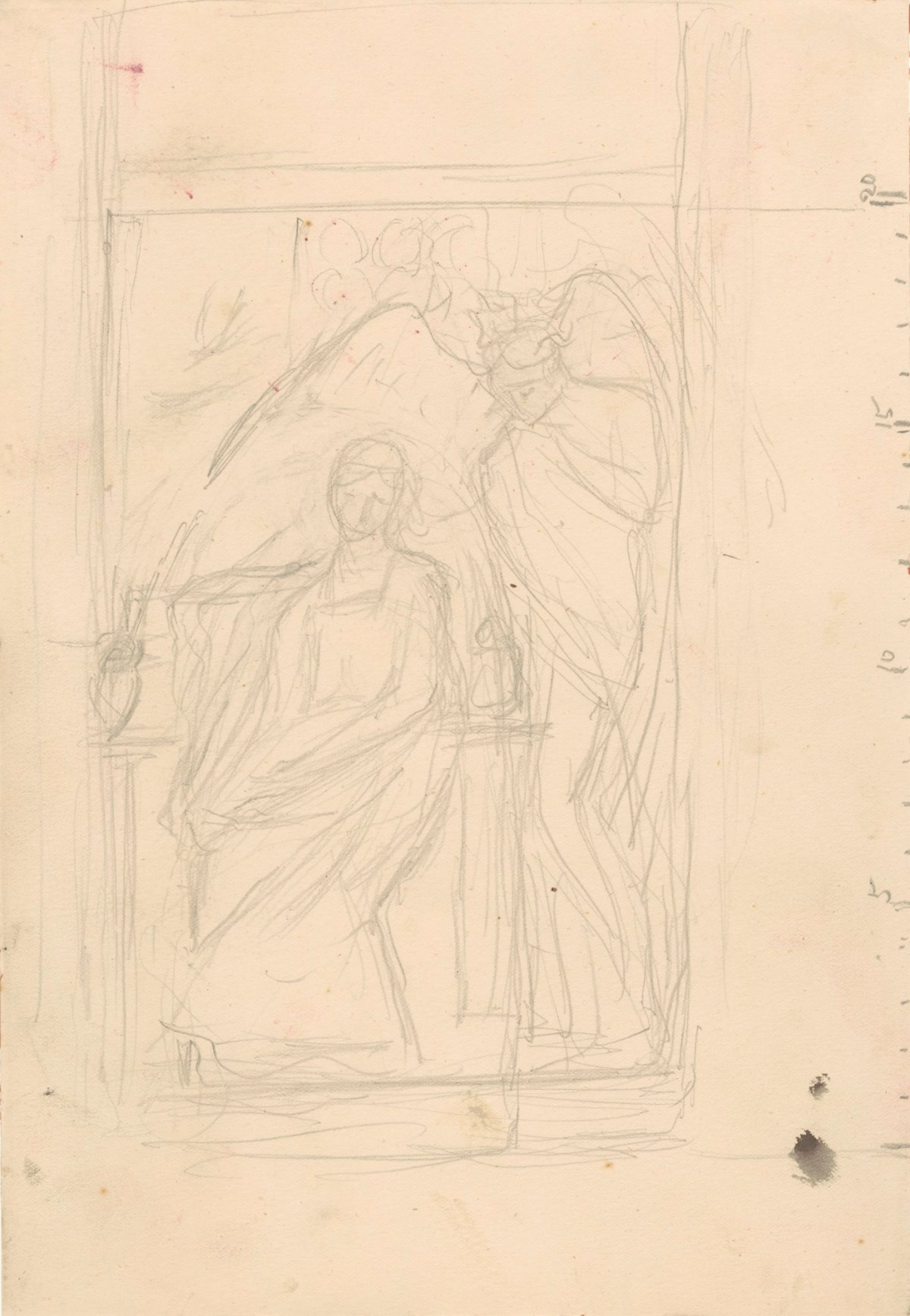 Henry Hugh Armstead RA, Compositional sketch for a scene with a seated woman and an angel