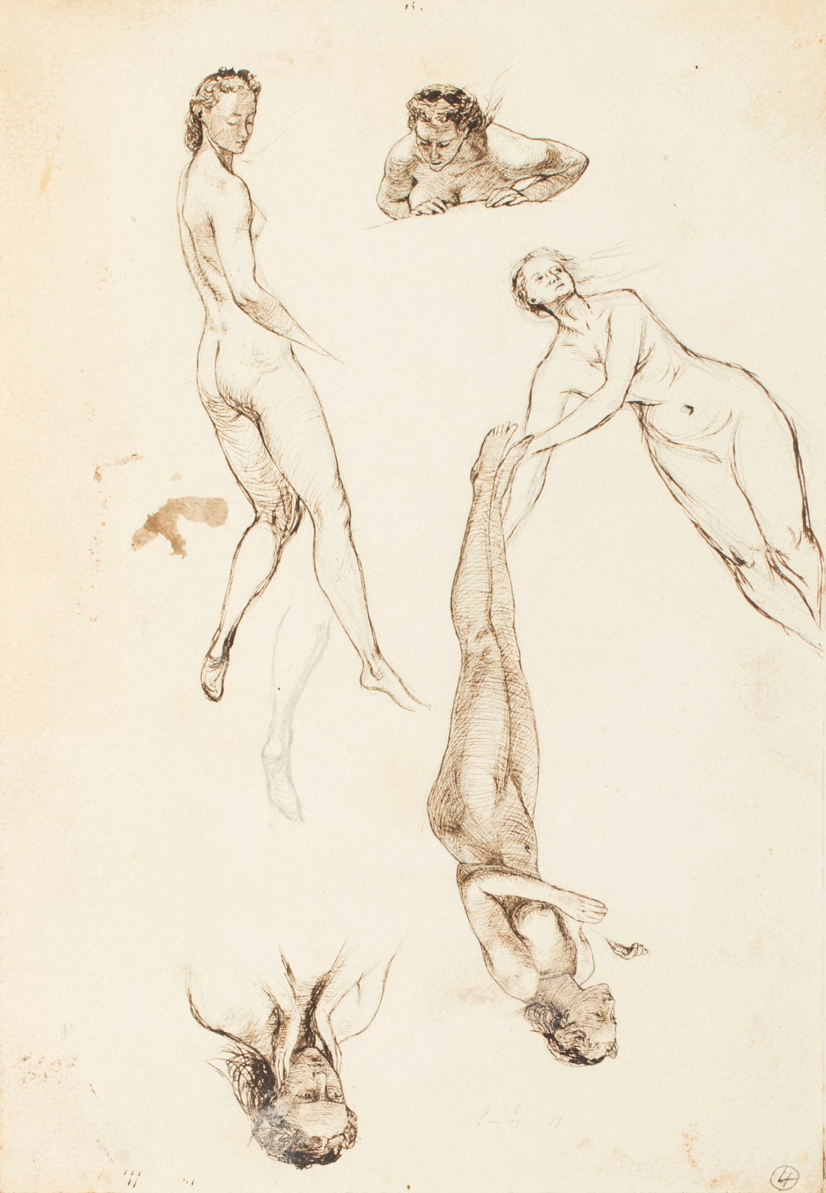 Henry Hugh Armstead RA, Studies of female nudes, probably for 'Sea-Weeds'