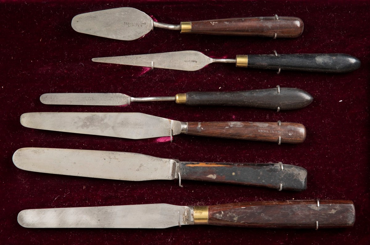 Sir Frank Short RA, Framed collection of engraving and other tools used by Sir Frank Short RA