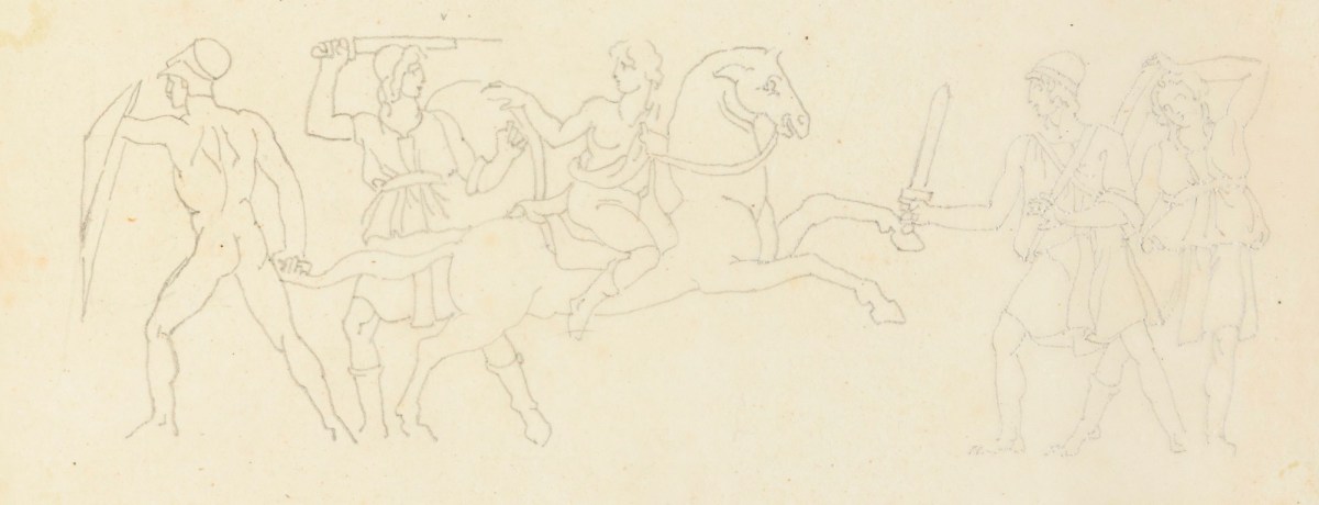 Richard Westmacott the Younger RA, Tracing after drawings based on the frieze at the Temple of Artemis Leucophryne (or Leucophrys), Magnesia