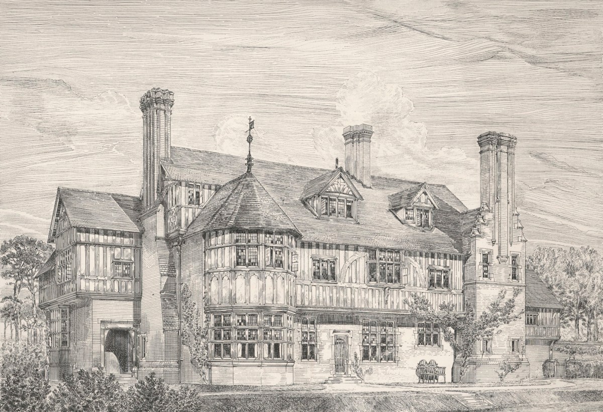Richard Norman Shaw RA, Design for Broadlands, Sunninghill, Berkshire: perspective of garden front