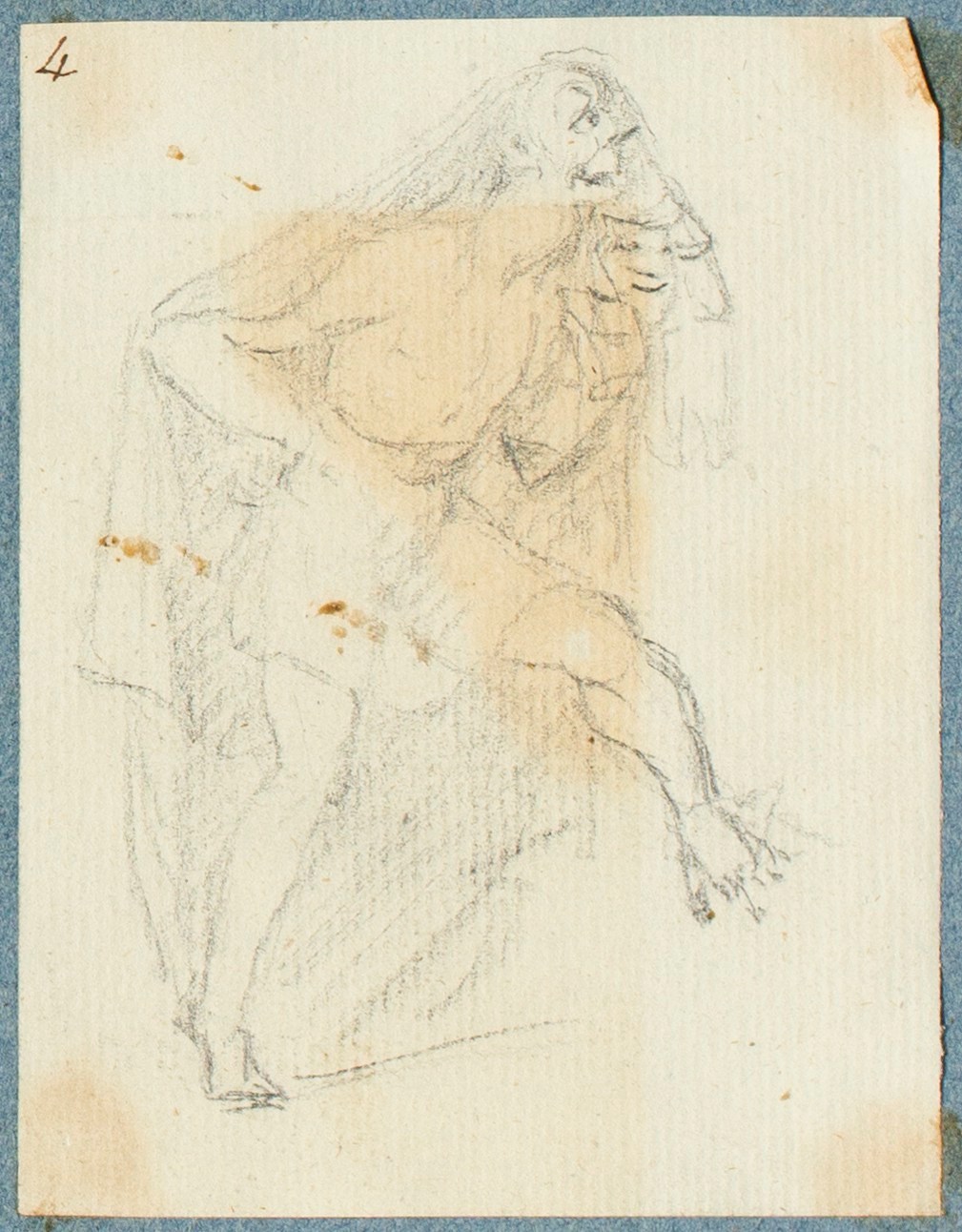 George Dance RA, Male figure wearing a cloak and loin cloth