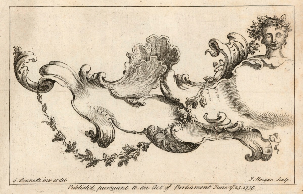 Gaetano Brunetti, Scrolled rocaille cartouche with garland