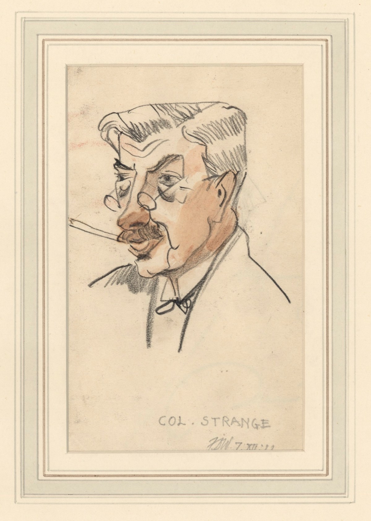 Francis Derwent Wood RA, Caricature of Lieutenant Colonel E. F. Strange