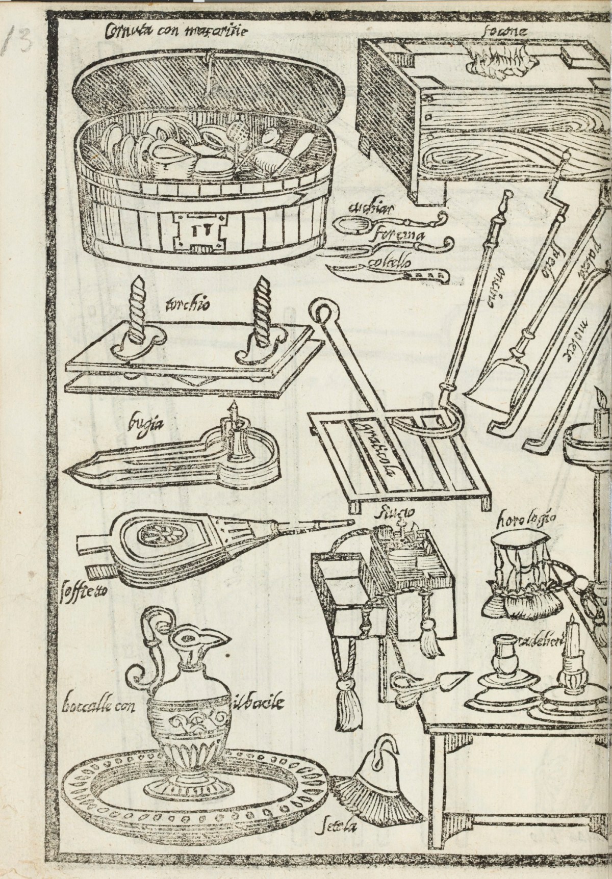 Unsigned, Engraving depicting kitchen implements.