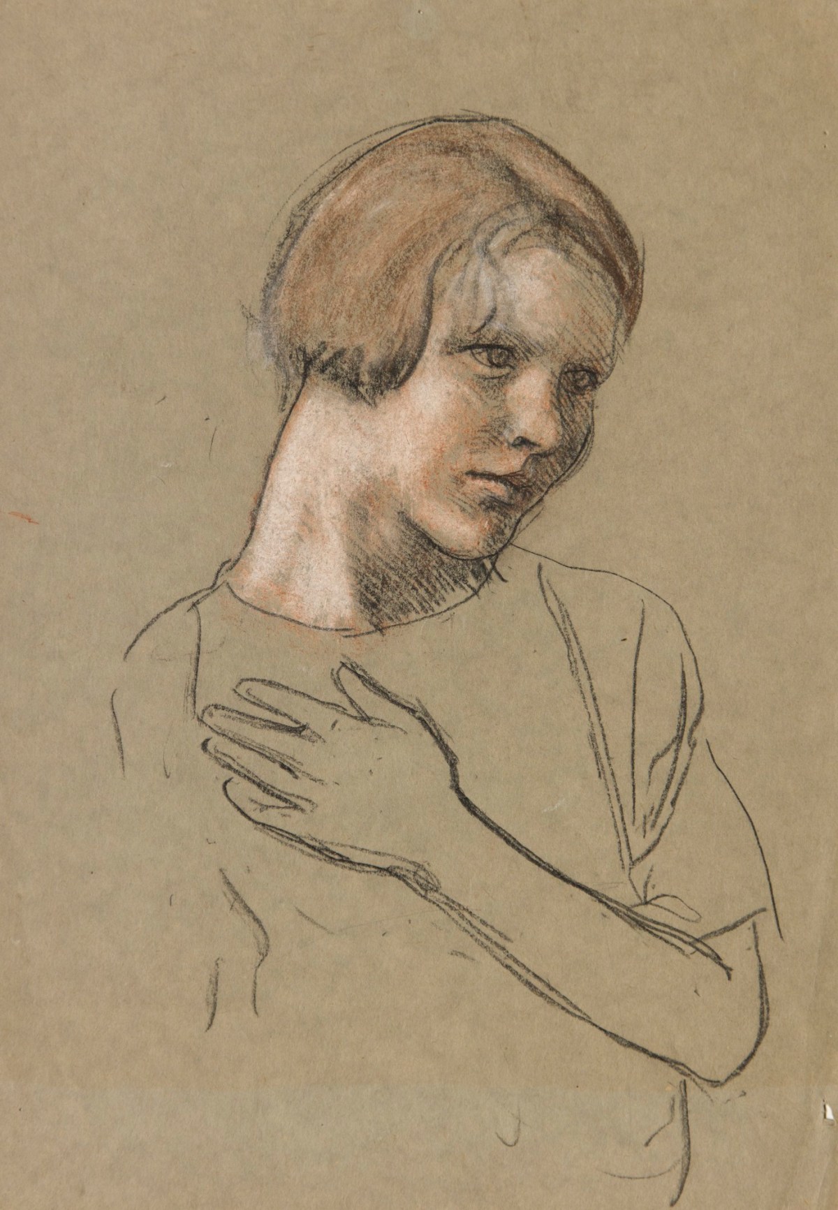 Sir George Clausen RA, Study of a woman with short bobbed hair (Mrs Turner)