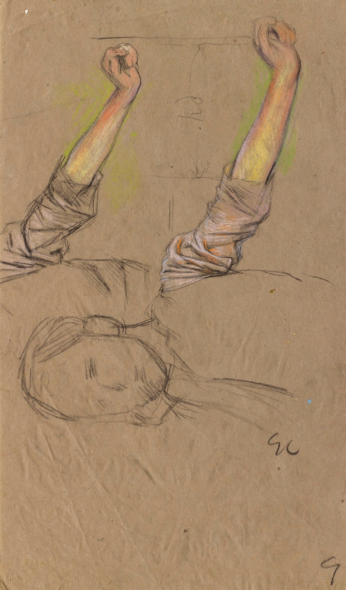 Sir George Clausen RA, Sketches of an arm for 'Evening Song'
