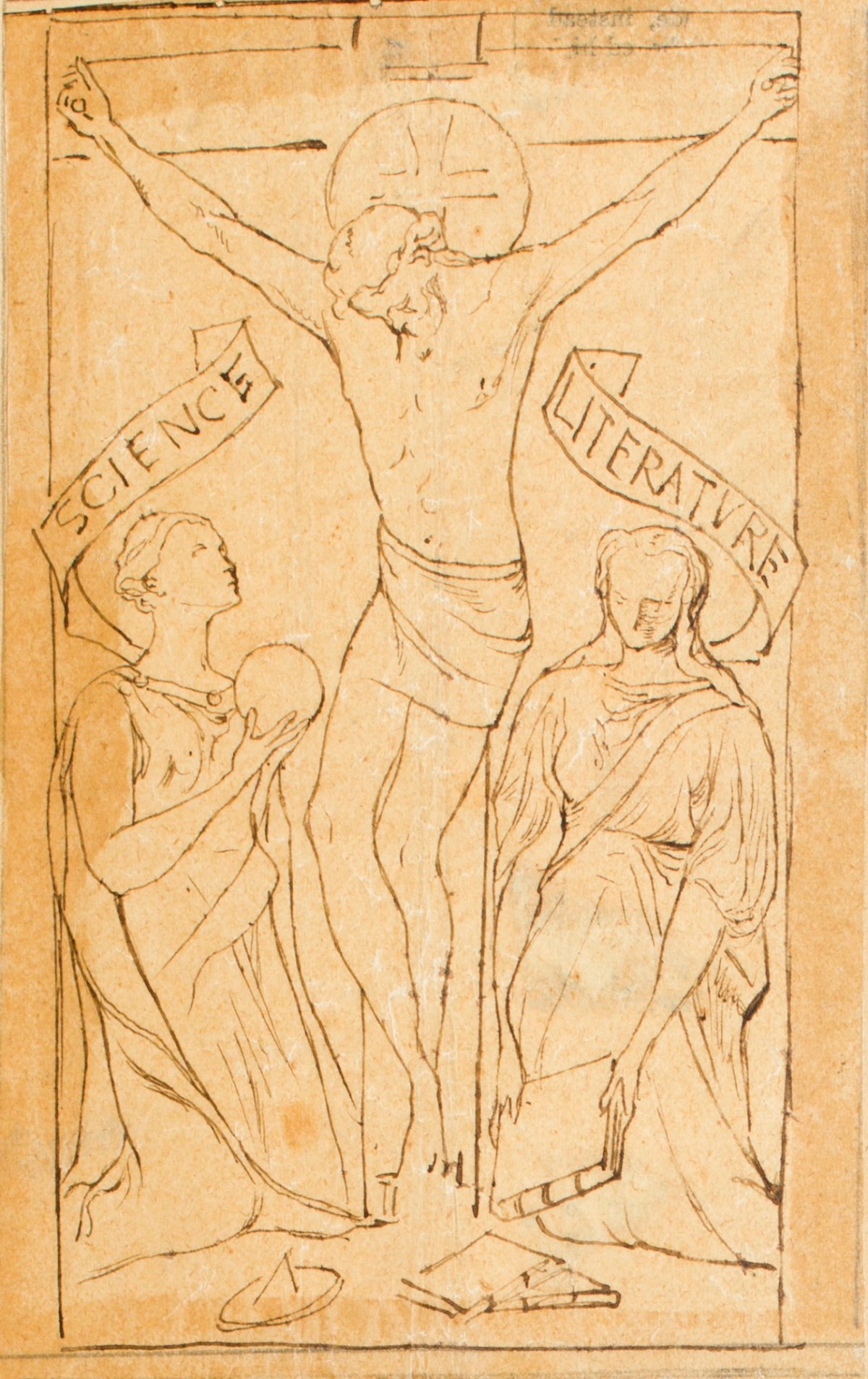 Henry Hugh Armstead RA, Crucifixion scene flanked by 'Science and 'Literature'