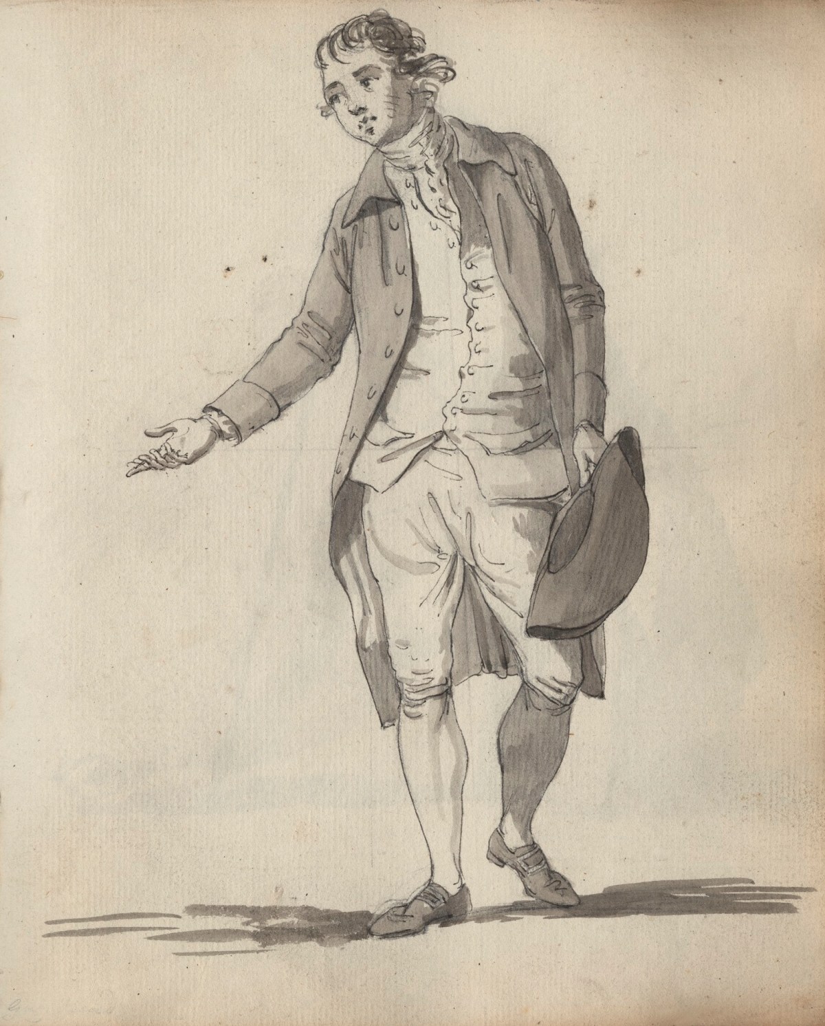 Unknown artist, Leaf from a sketchbook with a drawing of a standing man