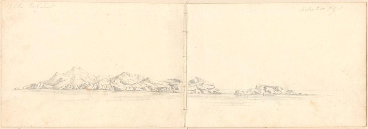 Oriana Georgiana Reinagle, Four pages of a travel sketchbook