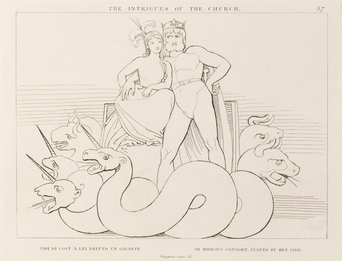 John Flaxman RA, 'The Intrigues of the Church' (from The Divine Comedy, Purgatory)