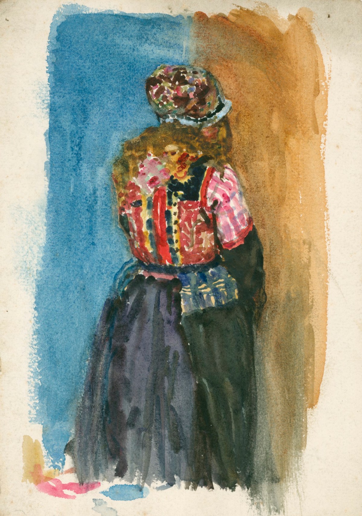 Sir George Clausen RA, Study of a young girl in traditional Dutch costume (Marken)