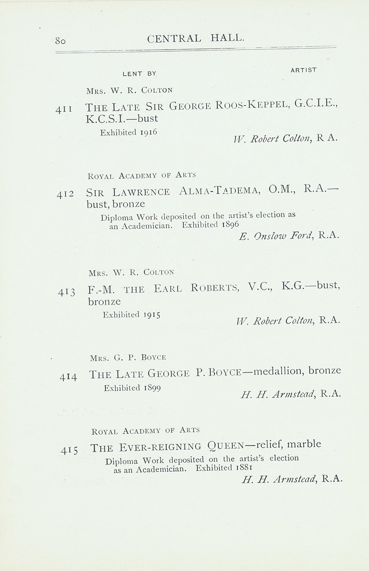 Page 82 of 1922 - Exhibition of Works by recently deceased Members of the Royal Academy