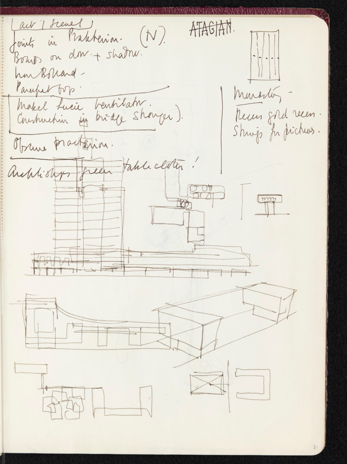 Sir Hugh Casson PRA, Sketchbook with designs and notes