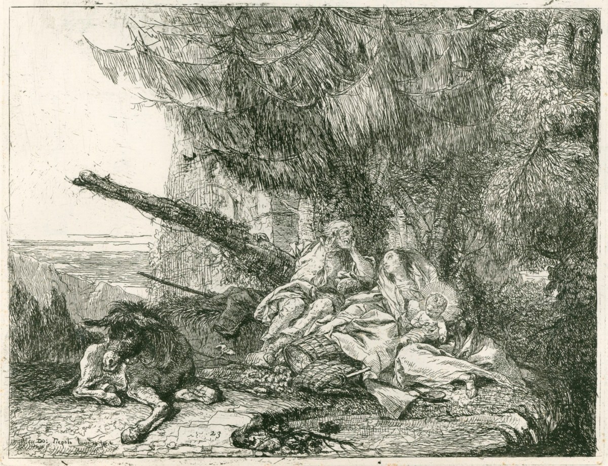 Giandomenico Tiepolo, Ide'e Pittoresche Sopra La Fugga in Egitto di Giesu, Maria e Gioseppe Opera inventata, ed incisa da me Gio: Domenico Tiepolo in Corte di detta Sua Altessa Reverendissima &c &c.