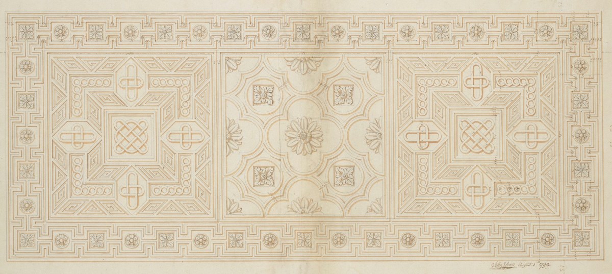 John Yenn RA, Design for painted pavement in mosaic design, Guard Chamber, Windsor Castle, Berkshire: plan