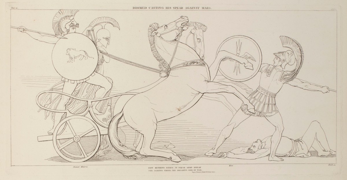 John Flaxman RA, Diomed Casting his Spear Against Mars