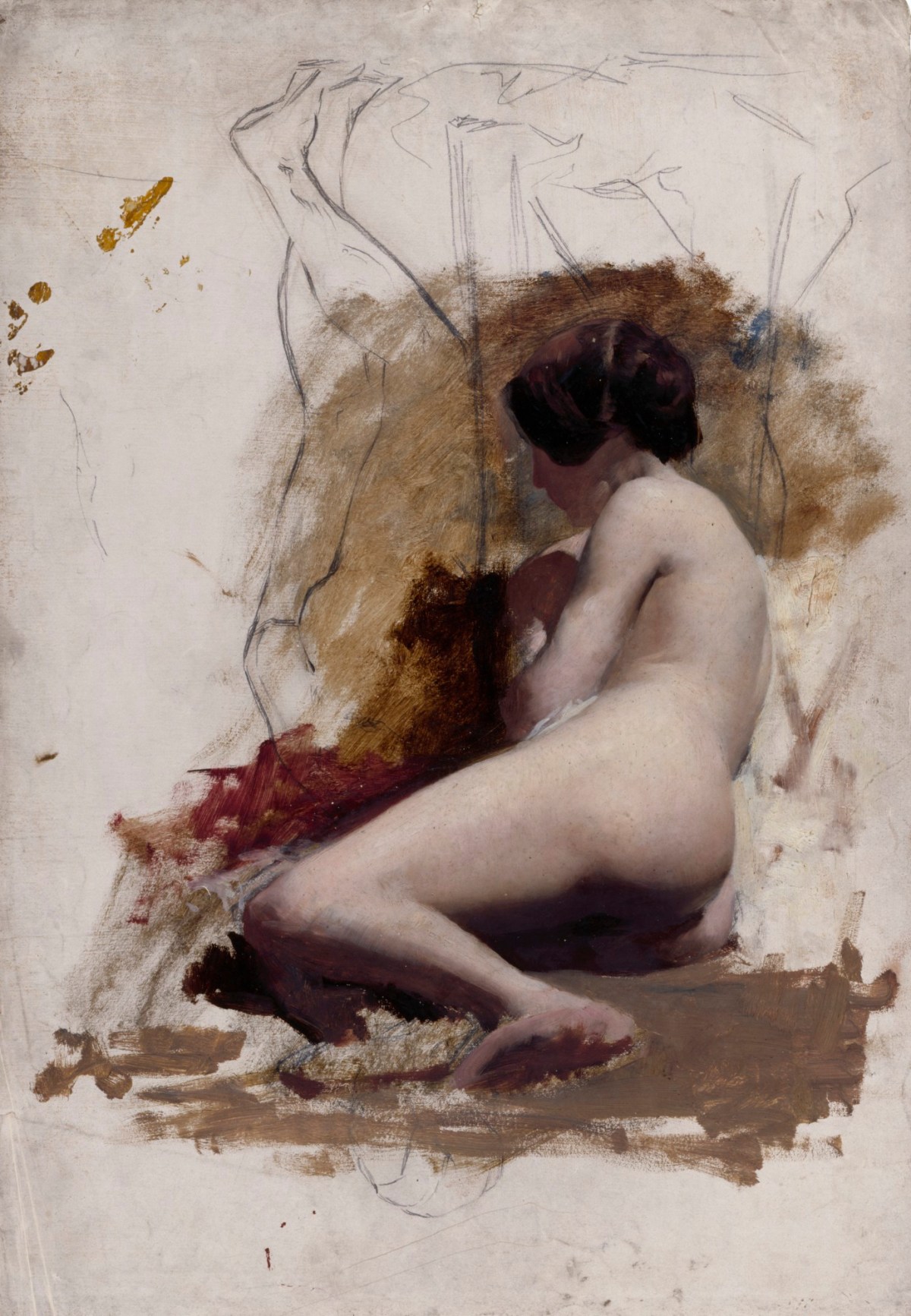 Unidentified British Artist (Formerly Attributed to William Etty R.A.) and William Etty RA, Reclining female nude