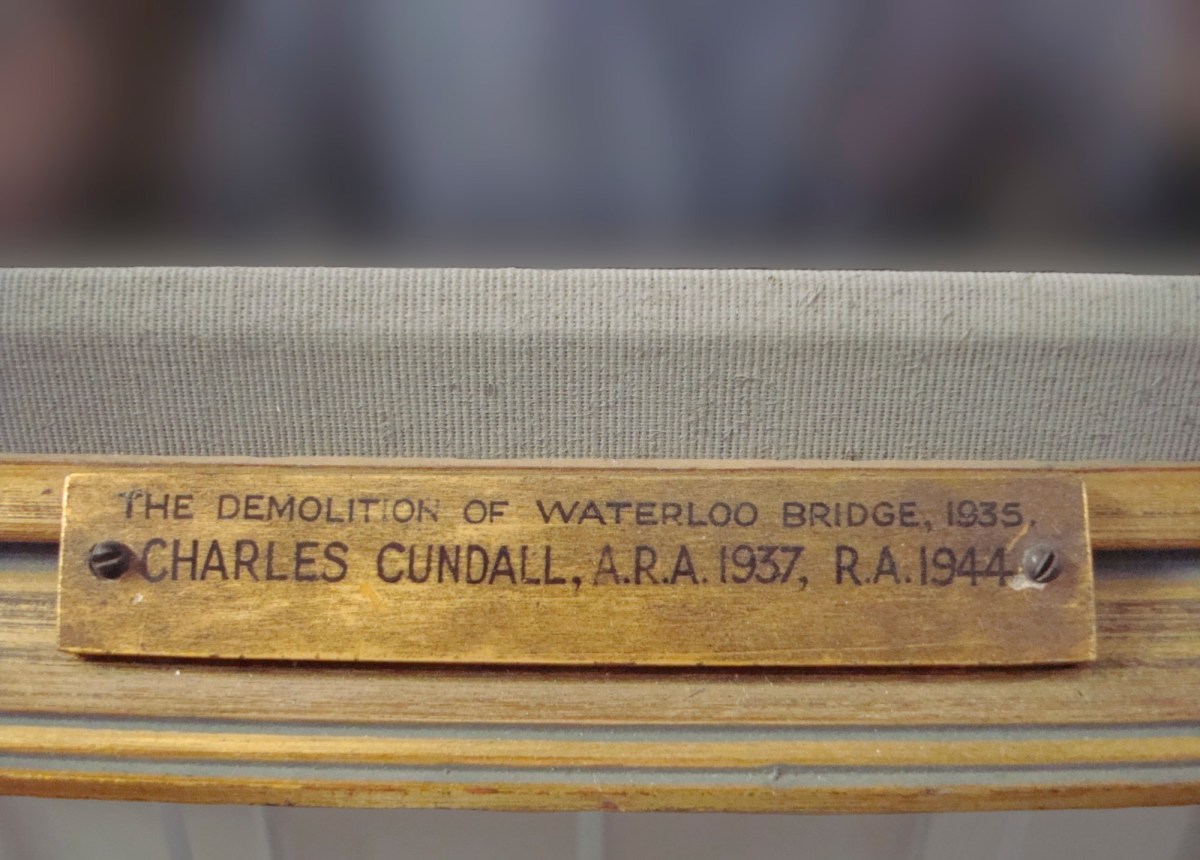 Unknown, Frame for Charles Cundall RA 'Demolition of Waterloo Bridge, 1935'