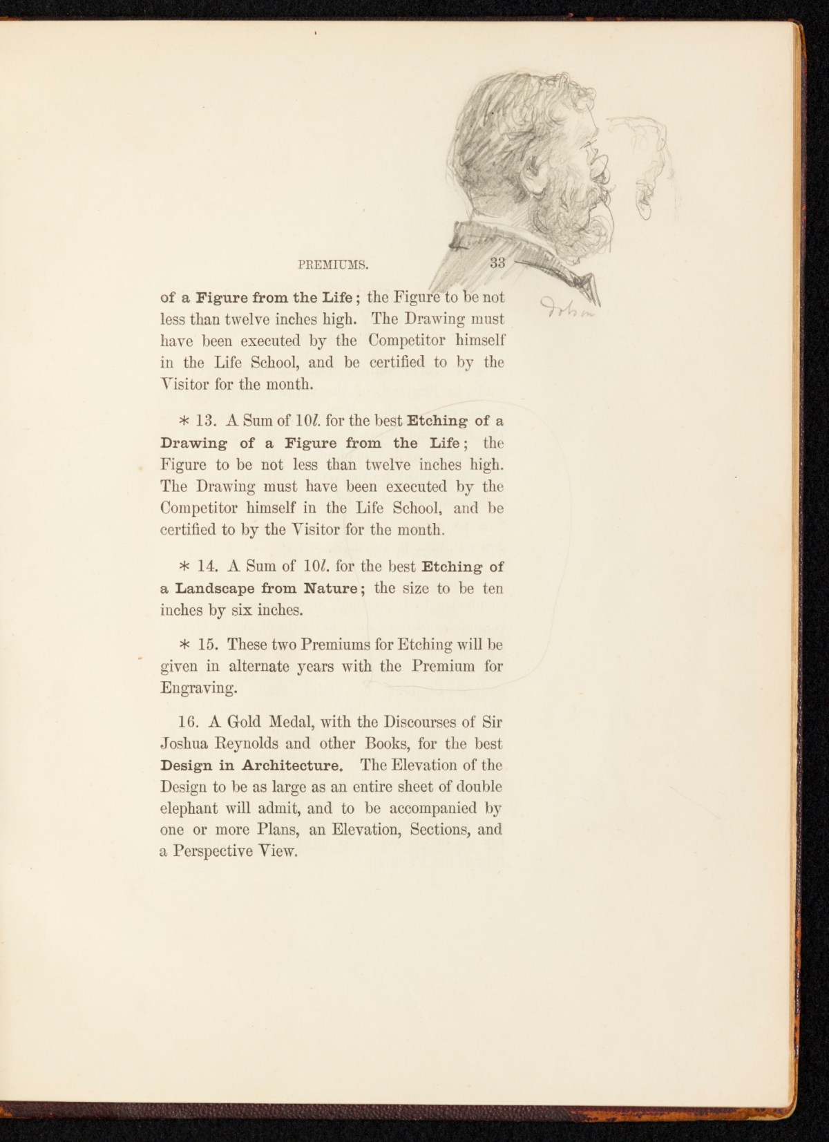 Sir Lawrence Alma-Tadema RA, A copy of the RA Laws as relating to the Schools, annotated and with sketches by Alma-Tadema