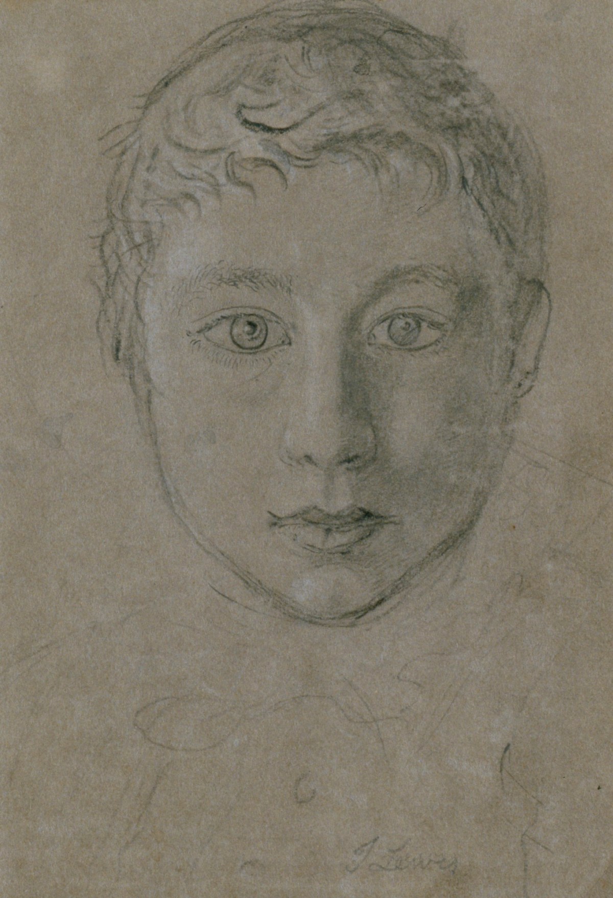 Pioneer Boy, Original 1980's Figurative Portrait Drawing of a Young Boy |  Chairish