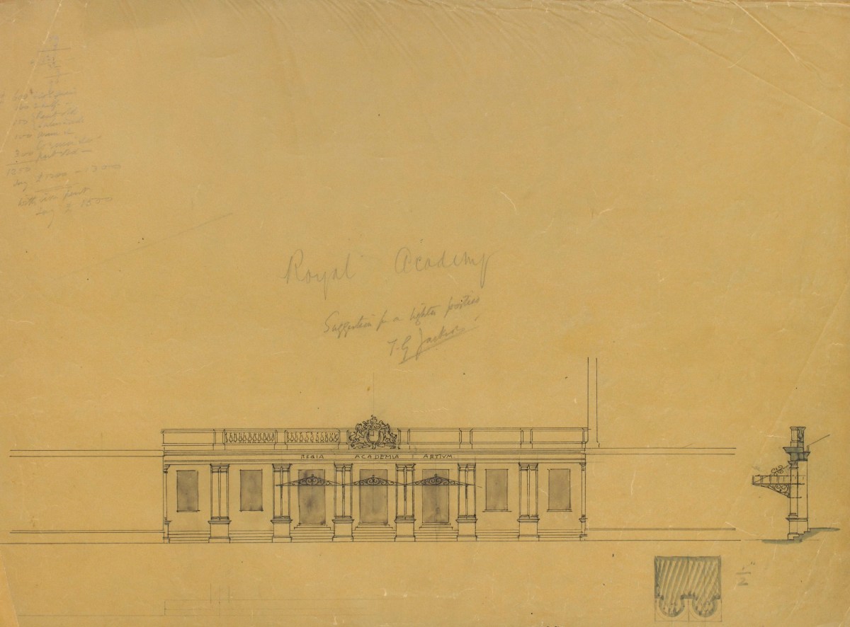 Sir T.G. Jackson Bt. RA, Proposal for a lighter portico, Burlington House