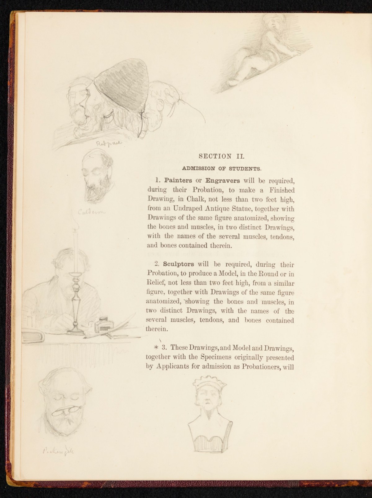 Sir Lawrence Alma-Tadema RA, A copy of the RA Laws as relating to the Schools, annotated and with sketches by Alma-Tadema