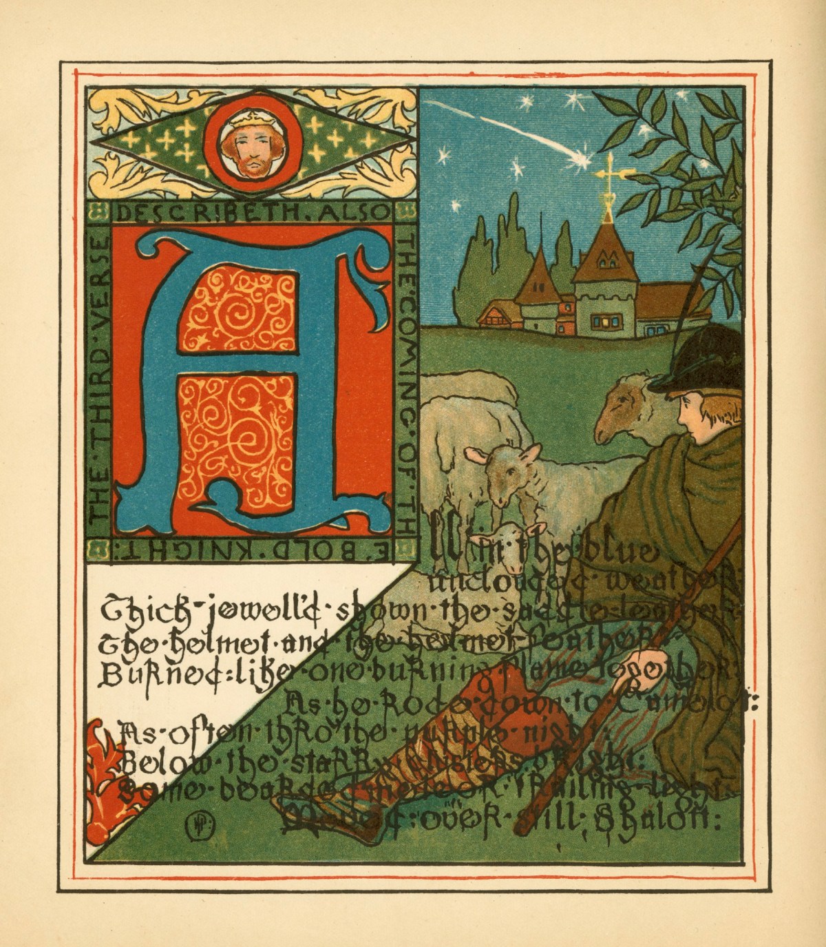 Howard Pyle, 'As often thro' the purple night, / Below the stary clusters bright, / Some bearded meteor, trailing light, / Moves over still Shalott'