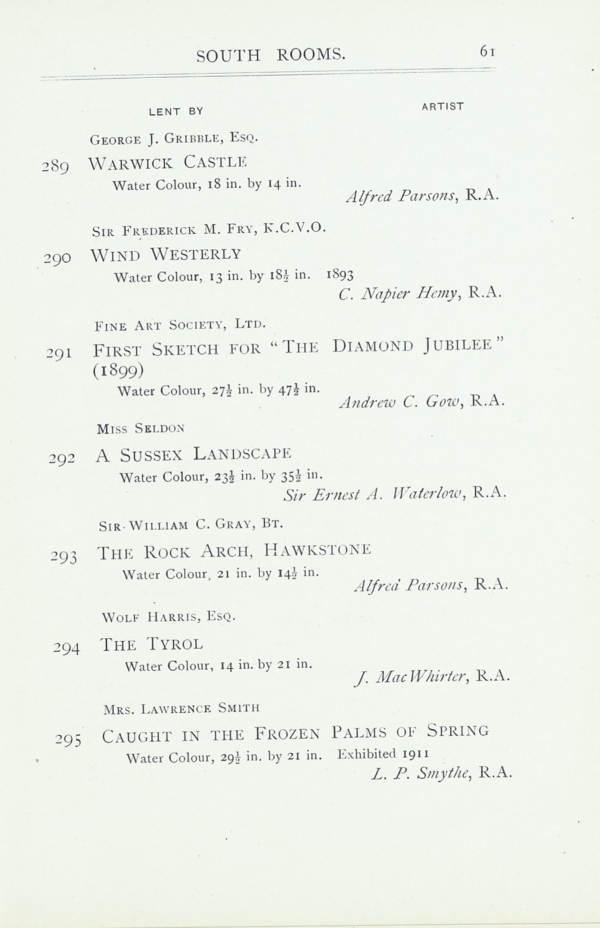 Page 63 of 1922 - Exhibition of Works by recently deceased Members of the Royal Academy