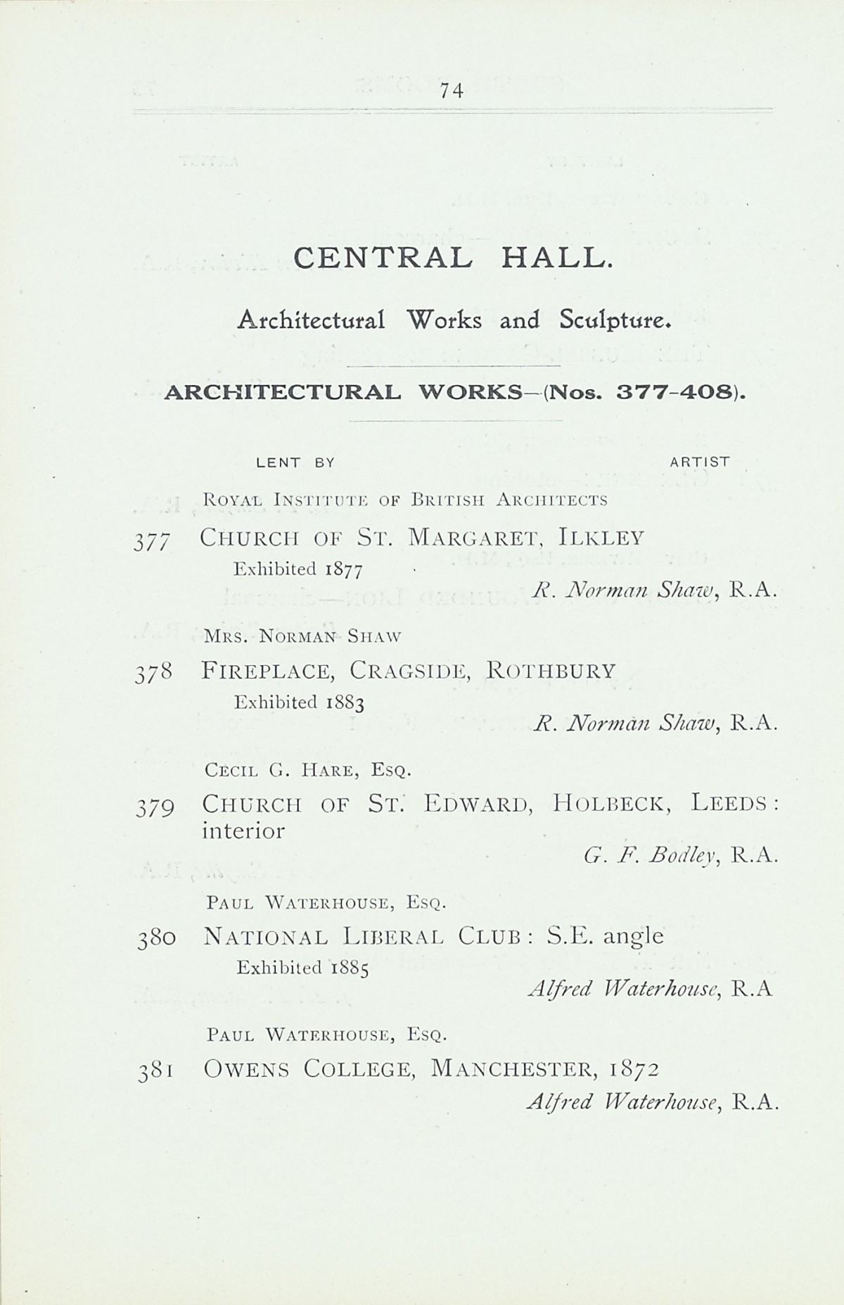 Page 76 of 1922 - Exhibition of Works by recently deceased Members of the Royal Academy