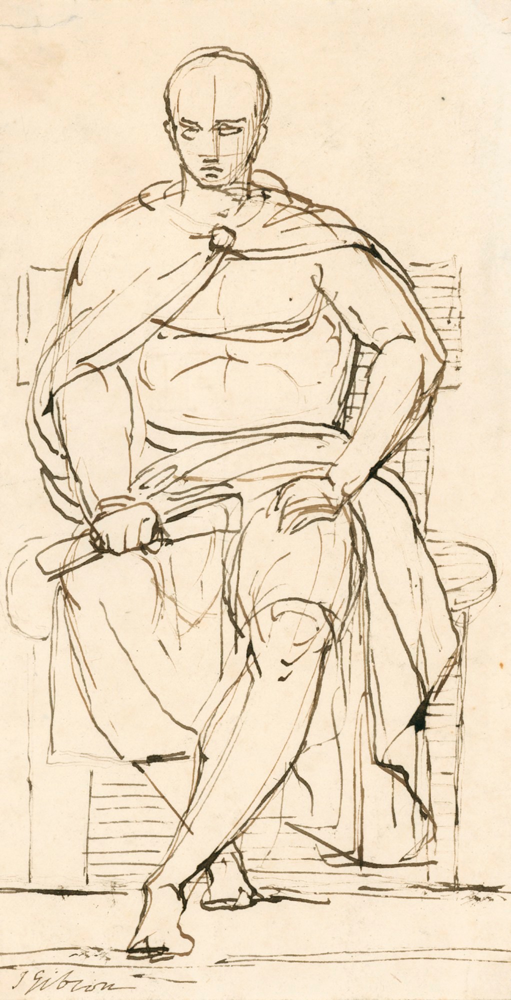 John Gibson RA, Drawing for a portrait statue