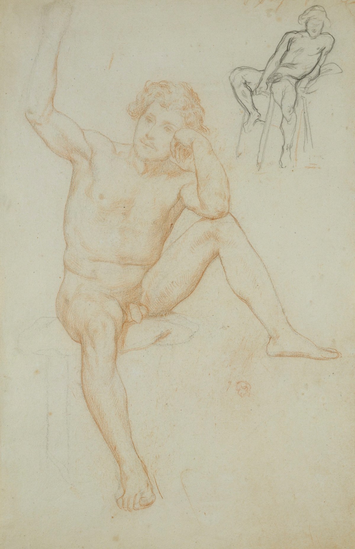 Lord Leighton PRA, Life drawings of a seated male nude