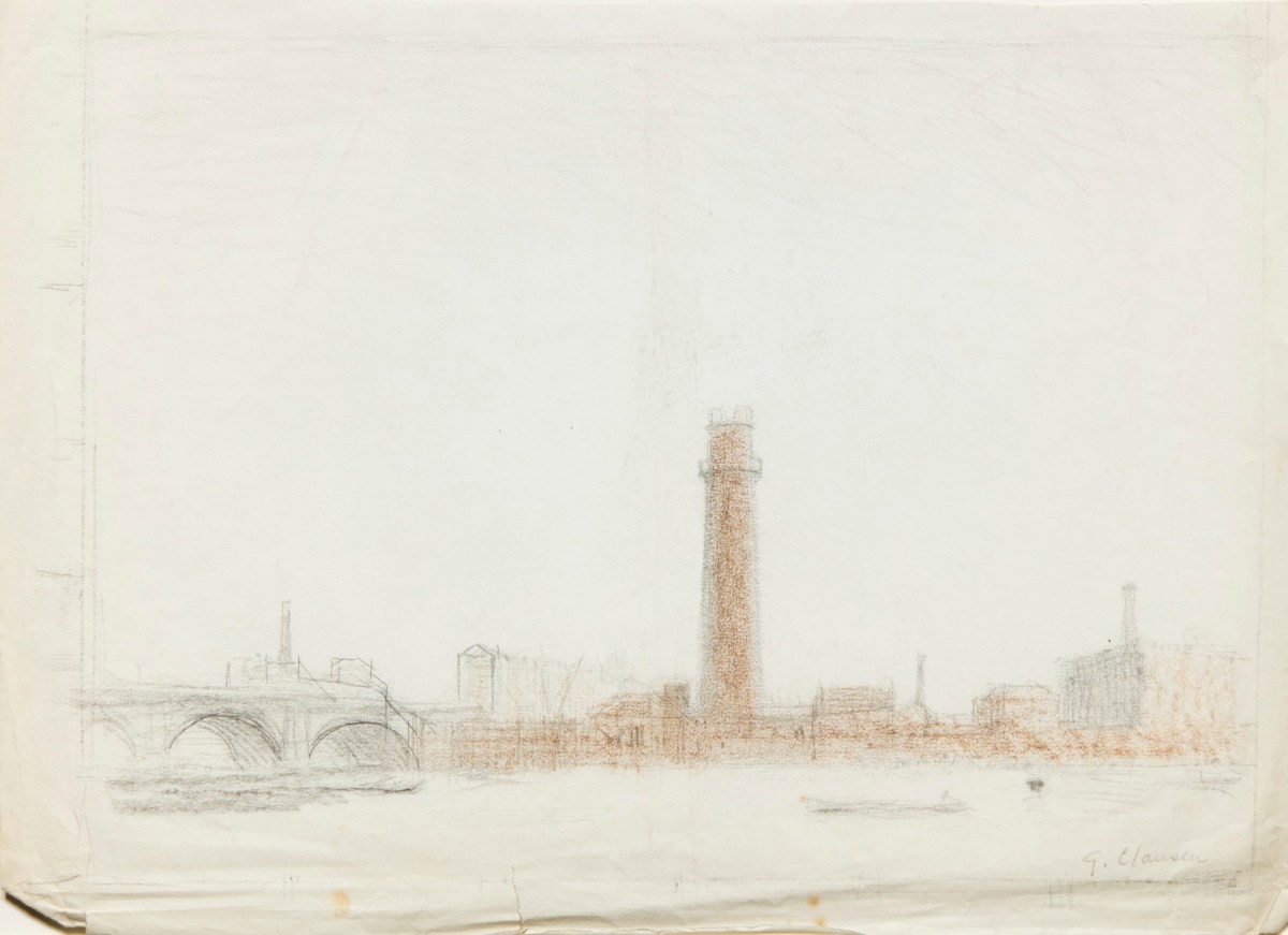 Sir George Clausen RA, Compositional study for 'The Shot Tower'